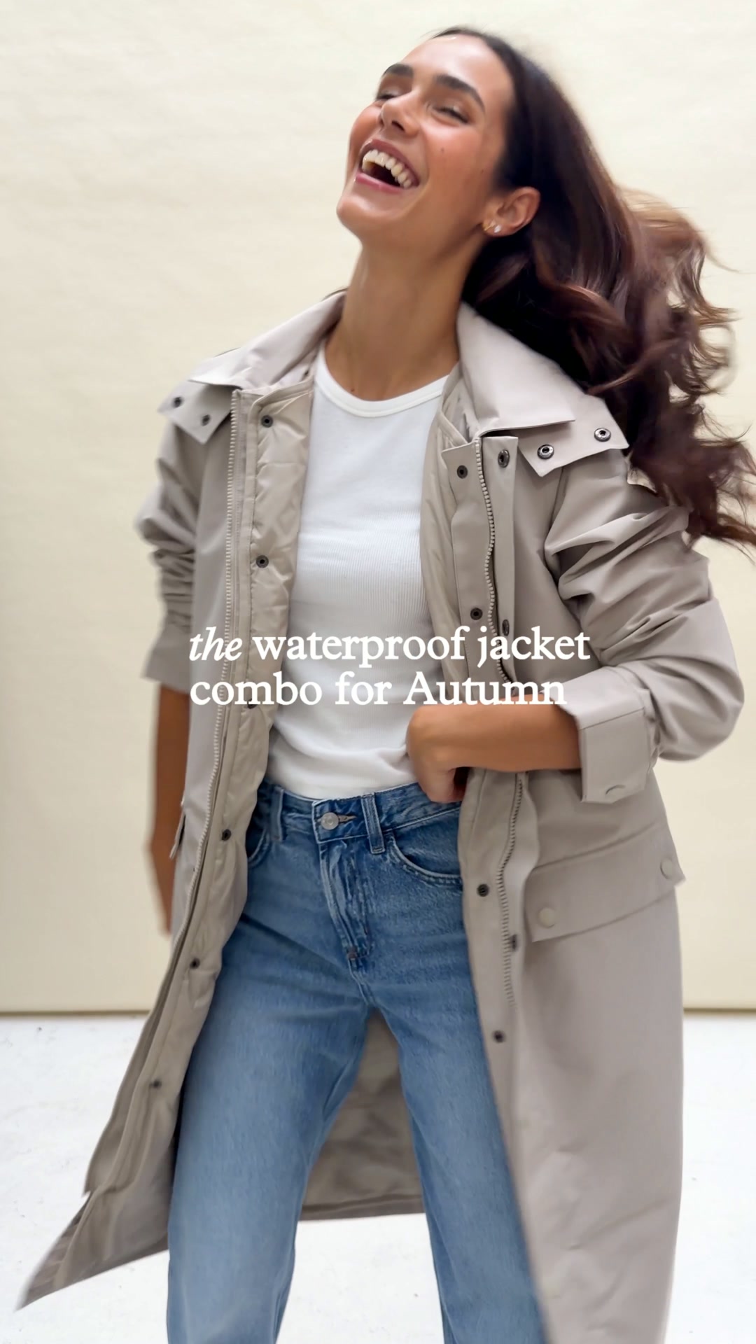 Saunter Womens Long Waterproof Jacket - Khaki
