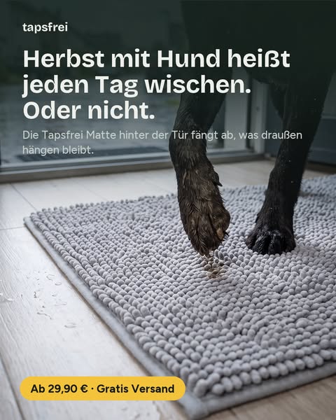Die Matte für nasse Hundepfoten
