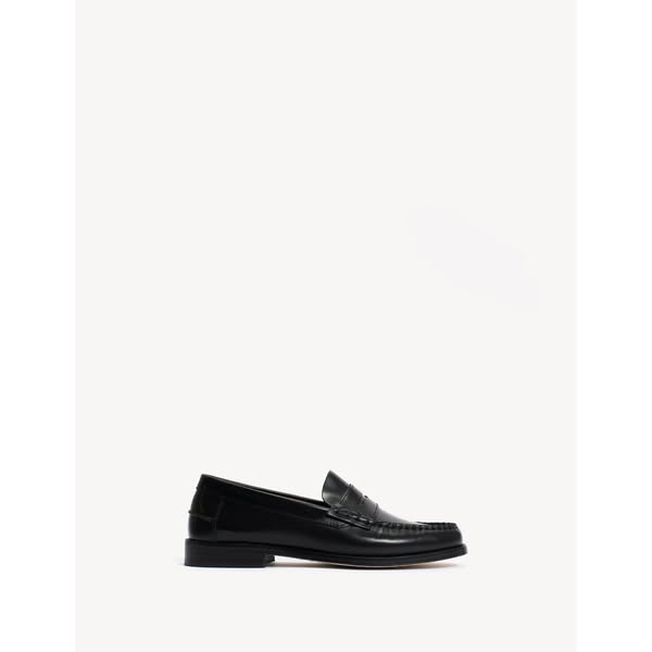 Moccasin Penny Loafer In Black Polido Leather