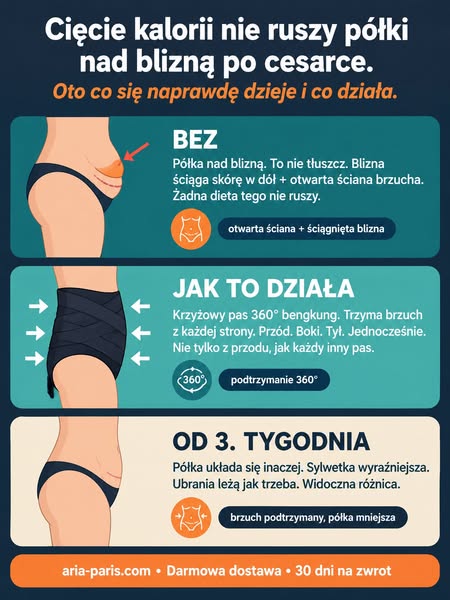 Twoja półka po cesarce nie zniknie od diety. Oto dlaczego.