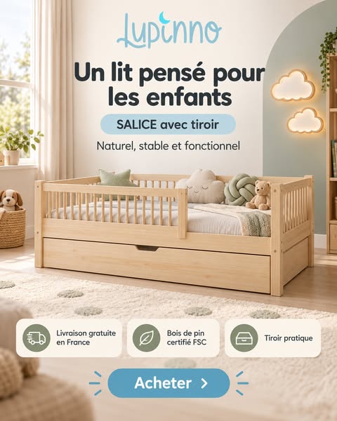 SALICE avec tiroir – naturel et pratique