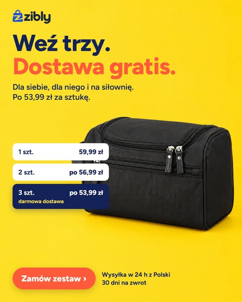 3 kosmetyczki, dostawa gratis