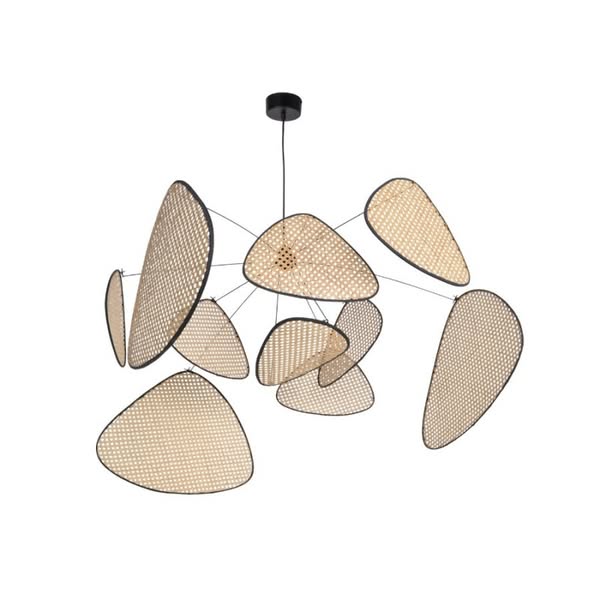 Suspension cannage screen - suspension rustique en rotin pour chambre et salon chandelier: dia 60 cm x h 45 cm