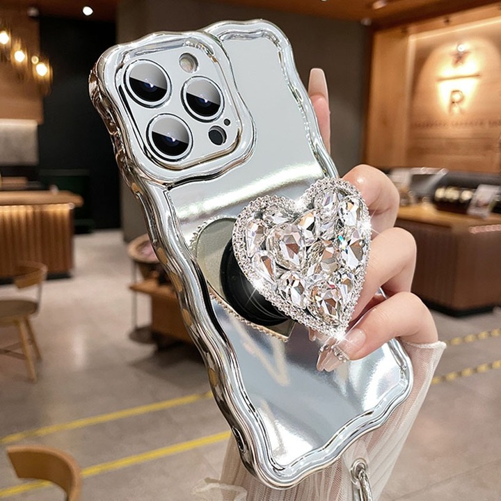 Premium Rhinestone Stand With Chain iPhone Case