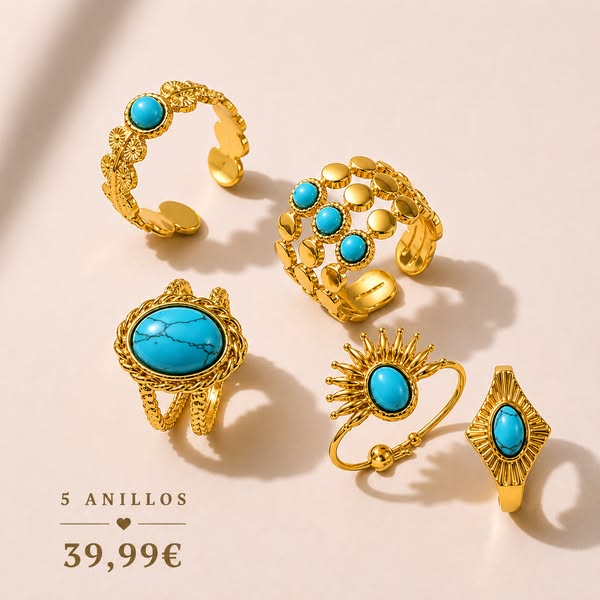 PACK 5 Anillos Turquesa
