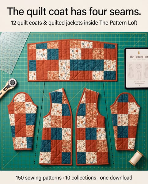 The quilt coat has four seams.