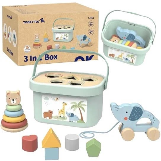Edukacyjny sorter 3w1 dla dzieci zabawka rozwojowa Montessori 12M+