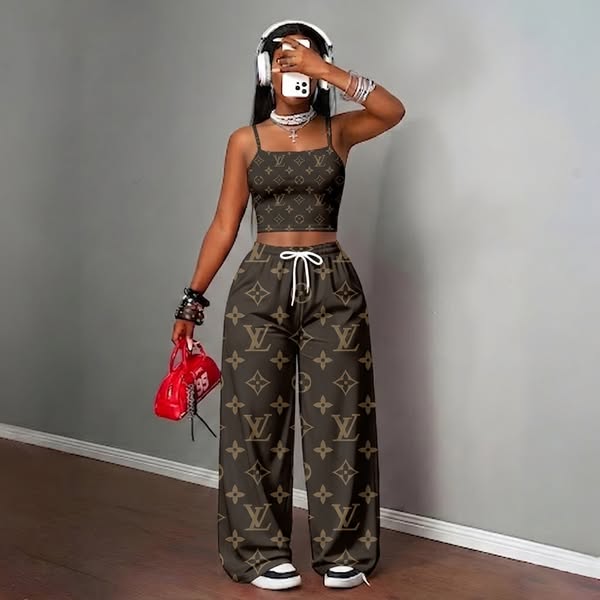 50% Off - Luxury Brand Top & Elasticated Trousers Two-Piece Set