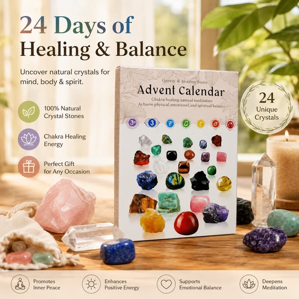 100% Hand-carved -Crystals Advent Calendar 2026-24 Days Chakra Crystals&Healing Stones
