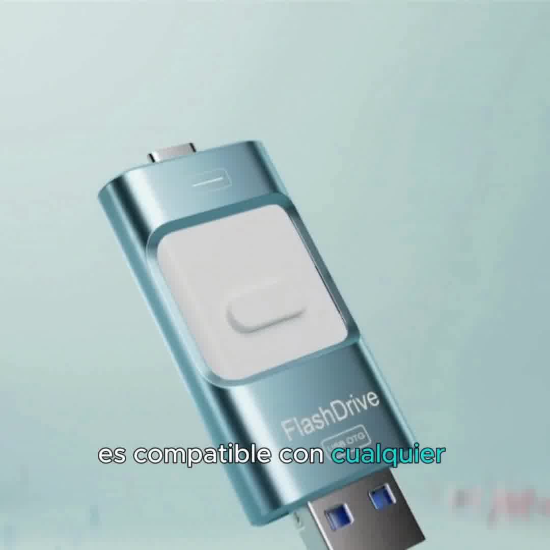 Vorel 4 en 1 Flash Drive – Compatible con TODOS los móviles + 4 adaptadores incluidos
