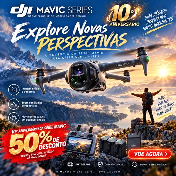 Drones DJI Mavic Series: 50% de desconto por tempo limitado, envio gratuito, garantia oficial e apoio ao cliente profissional.