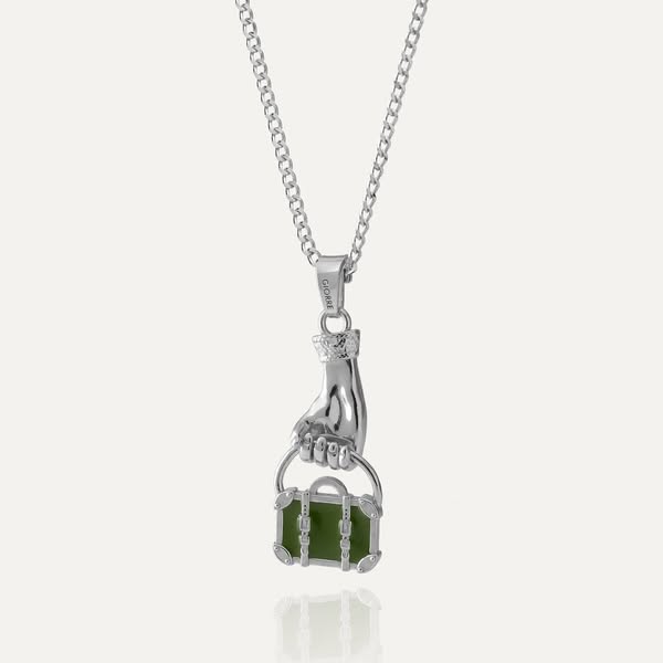 Handkette mit Koffer, platiniertes 925er Silber TRAVEL