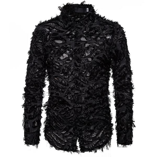 Raven Shred Gothic Button-Up Shirt
