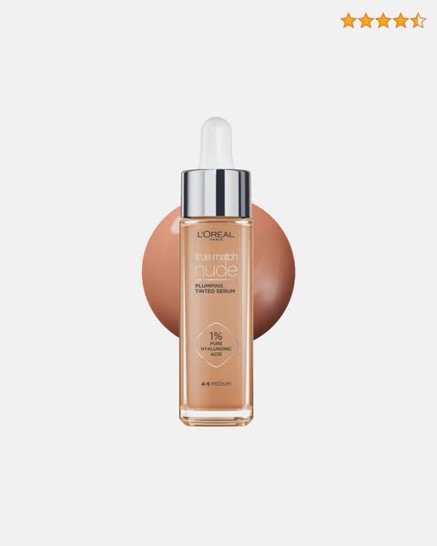 L’Oréal Paris Accord Parfait Nude Sérum Teinté Repulpant Foundation avec d'acide hyaluronique - 4-5 Medium - 30 ml - Vegan