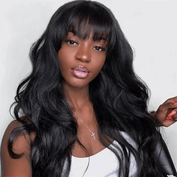 Glueless Body Wave Human Hair Wig With Bang