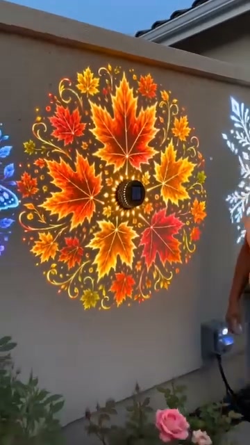 News 65k Sold Solar Mandala Wall Light Outdoor Garden Fence Projector Lamp