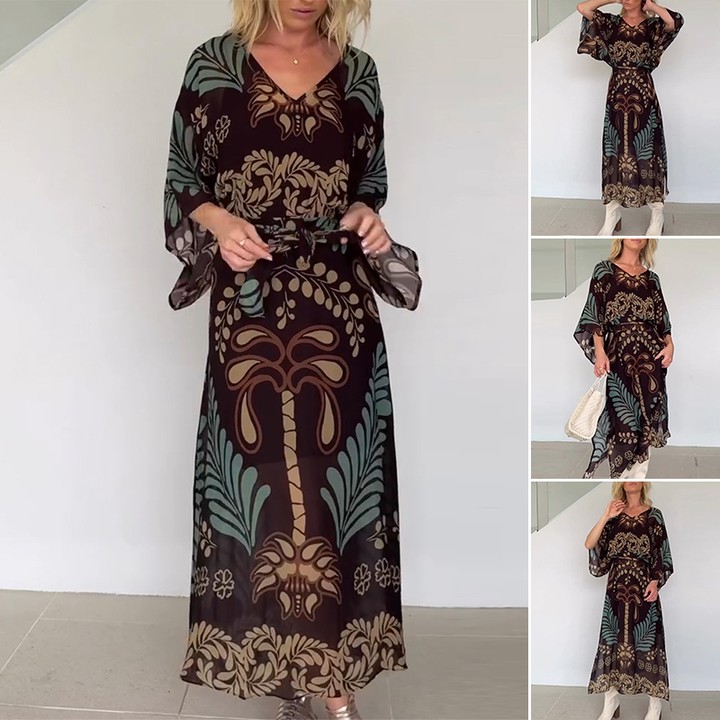 Bohemian V-Neck Loose Dress