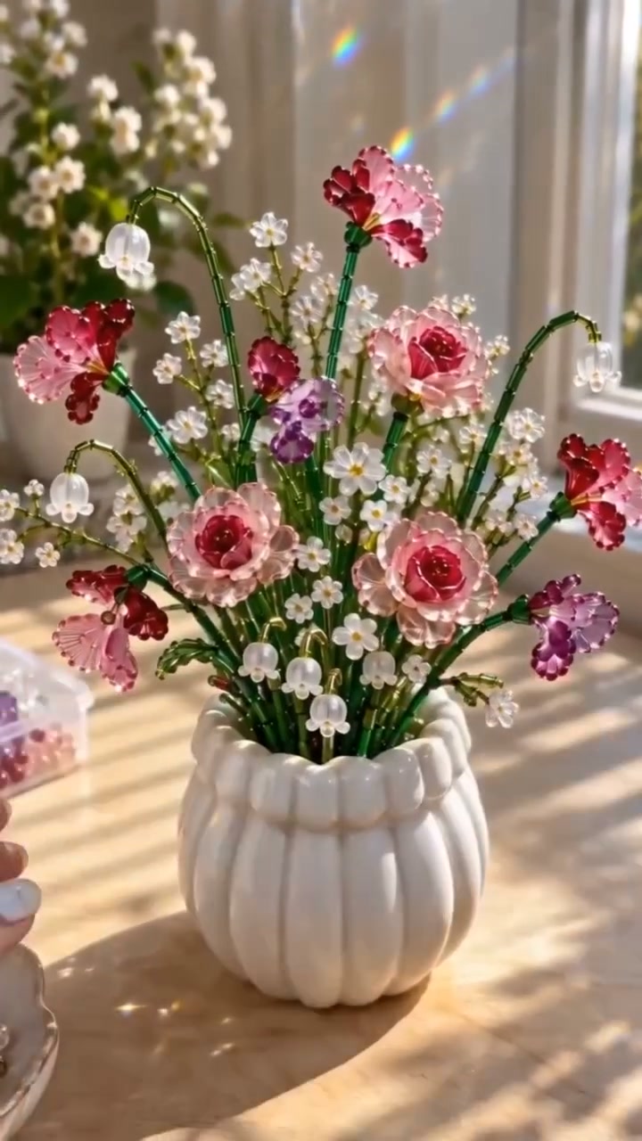 DIY Beaded Wildflower Bouquet Kit – Handmade Crystal Flower Craft Set