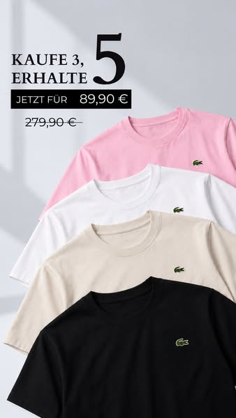 5 T-Shirts, 70% Rabatt
