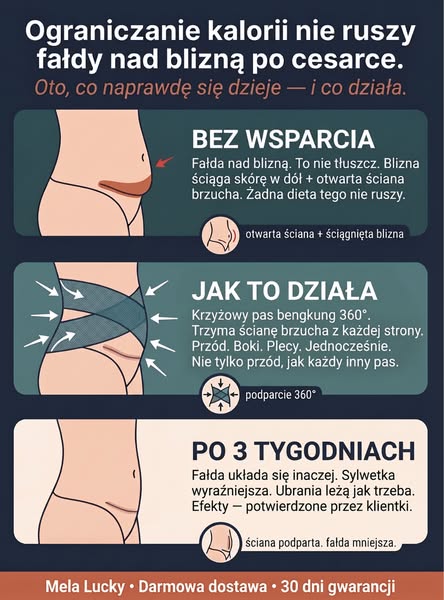 Twoje zgrubienie nad blizną po cesarskim cięciu nie zniknie dzięki diecie. Oto dlaczego.