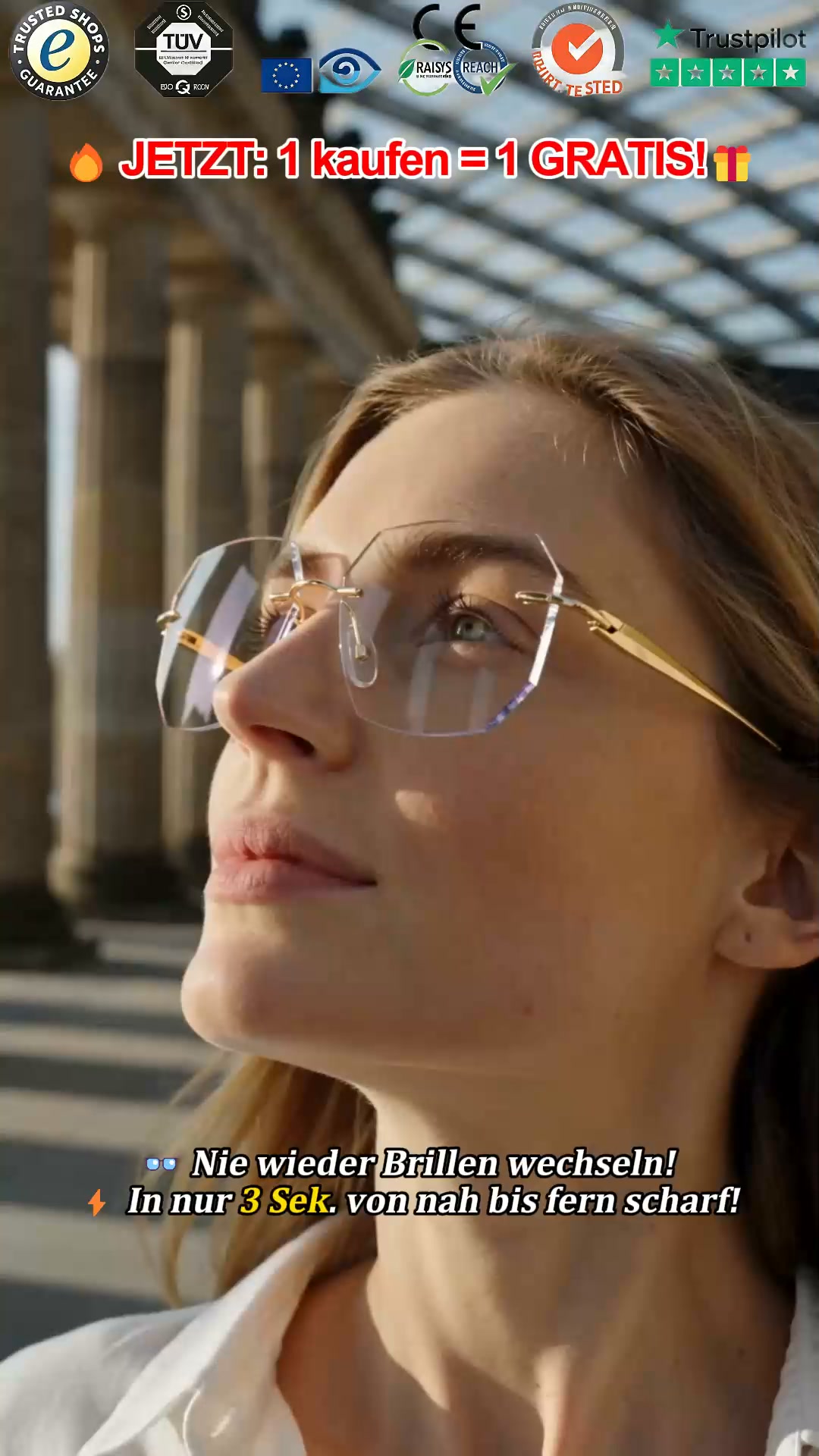 Schluss mit dem ständigen Brillenwechsel! Die smarte Titan-Brille mit 128-Facetten-Schliff