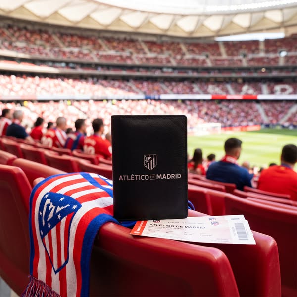 Billetera Americana de Piel, Diseño Franja roja Atlético de Madrid - SUMU Innovations