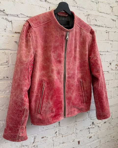 RED RACER CUT LEATHER JACKET