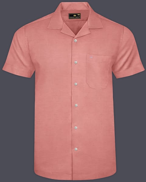 Just $45.60 | Elaris-Sea Pink Luxurious Linen Casual Shirt