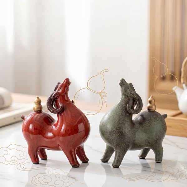Attract Peace & Prosperity: Fu Lu Ji Yang Sheep Figurine
