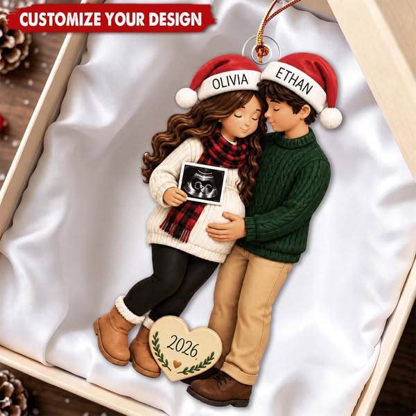 Personalized Pregnancy Christmas Ornament, Expecting Parents Gift
