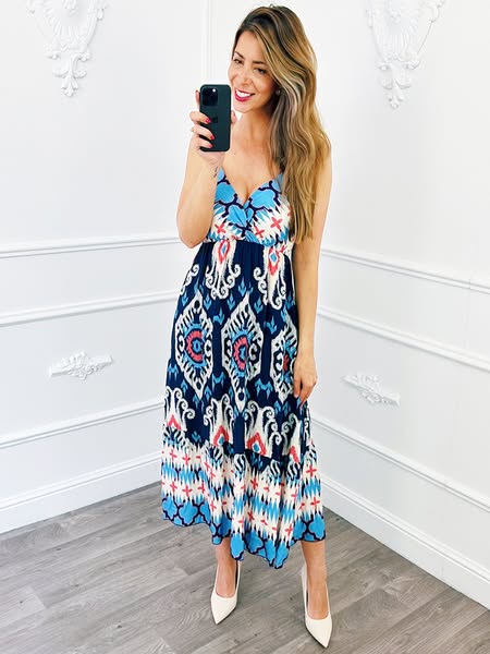 Summer Spaghetti Jurk Blauw