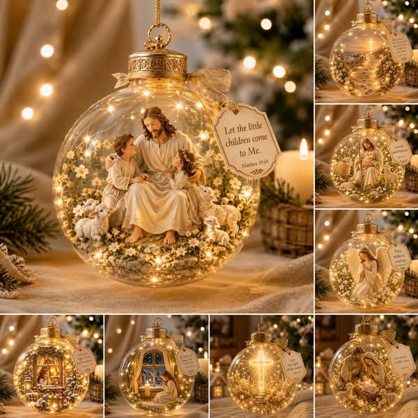Last Day 50% OFF - Illuminated Christian Scripture Keepsake Ornaments - Matthew 19:14