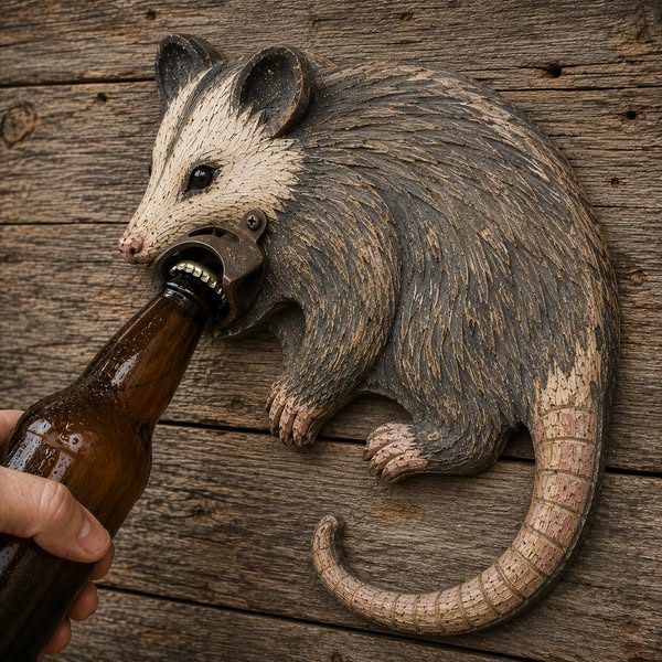 Vintage Opossum Wall-Mounted Bottle Opener