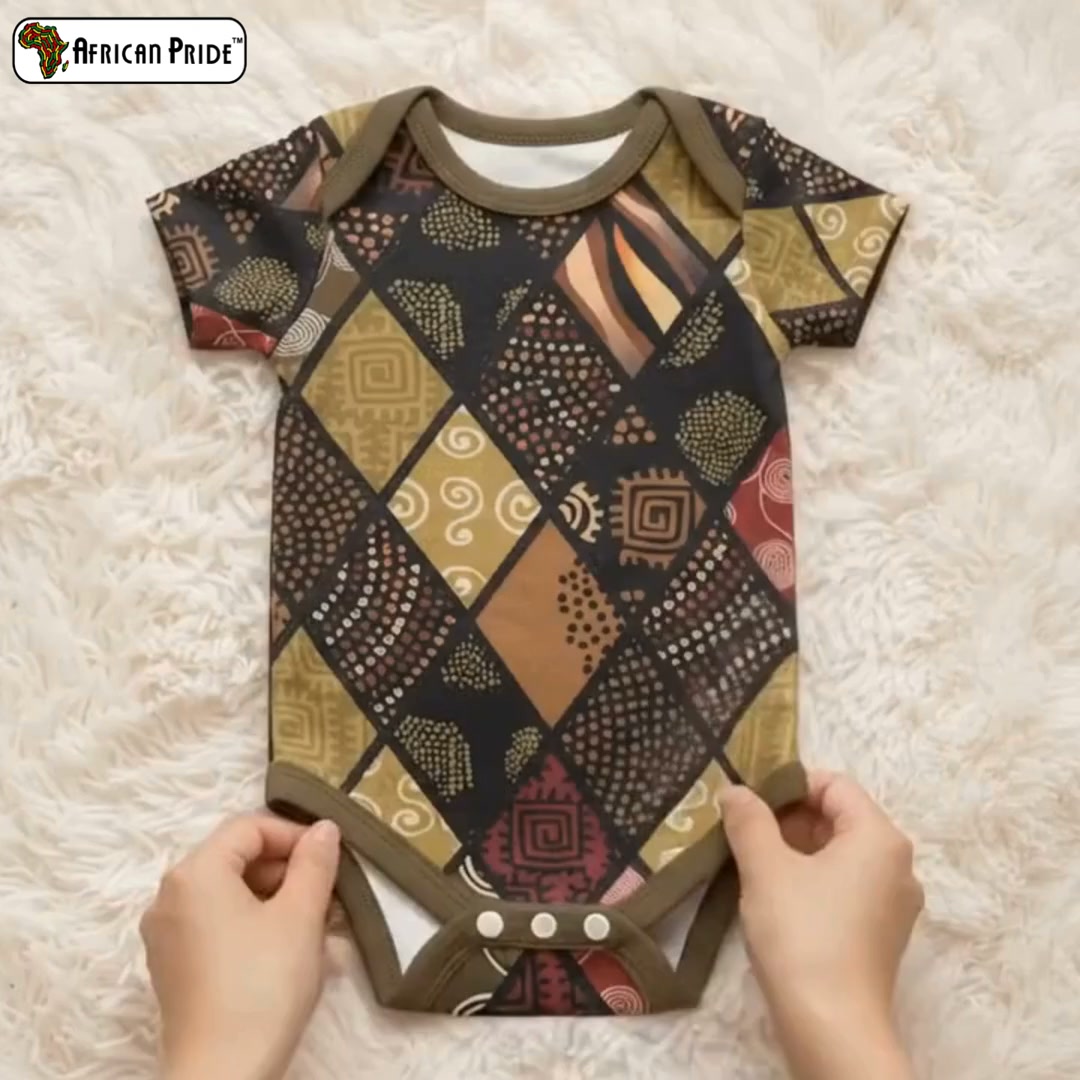 African American Quilt Inspired Baby Onesie Ethnic Bohemian Rhombus Patchwork