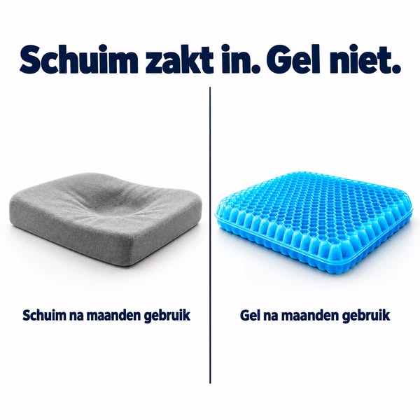 Schuim zakt in. Gel veert terug.