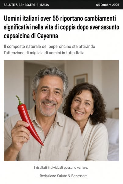 Uomini italiani over 55 riportano cambiamenti nella vita di coppia dopo aver assunto capsaicina.