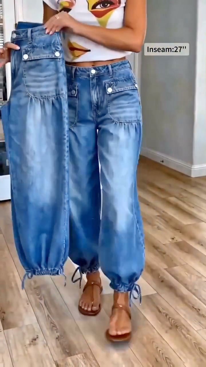 50% Rabatt!!! High-Waist-Barrel-Jeans mit Stretch-Anteil für Damen