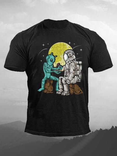 Space Alien Men's Short-Sleeved T-shirt Black-2XL