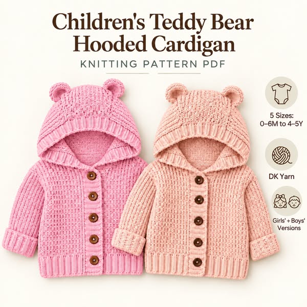 Children’s Teddy Bear Hooded Cardigan