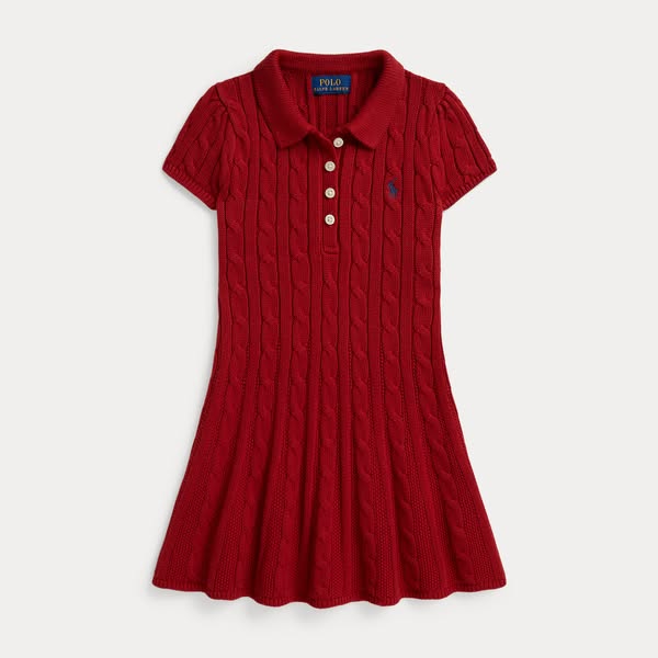 Cable-Knit Cotton Polo Jumper Dress - Girls - Ralph Lauren