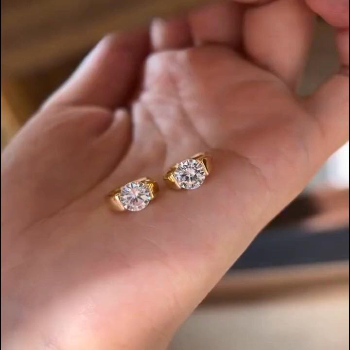 Elio Round Moissanite Hoop Earrings
