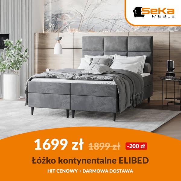 Łóżko kontynentalne Elibed tylko za 1699 zł - HIT CENOWY