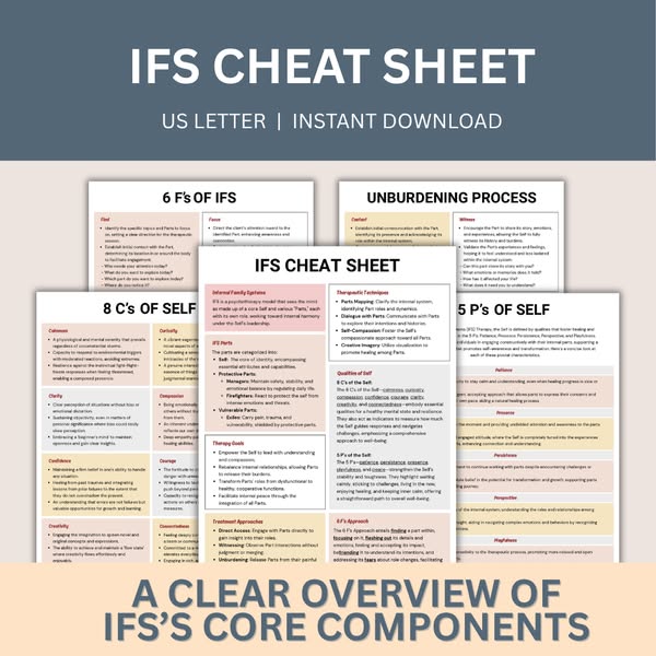 90% Off IFS Cheat Sheet & Internal Family Systems Parts Work Guide