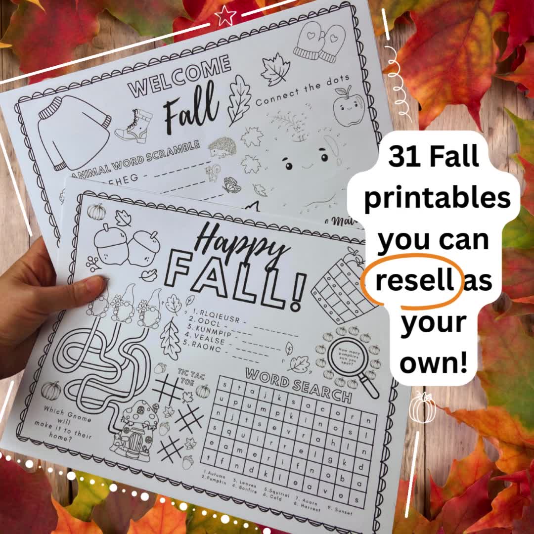 Fall/Autumn PLR Printables On Sale Today!