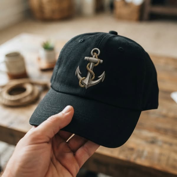 Anchor And Rope Nautical Illustration Baseball Cap