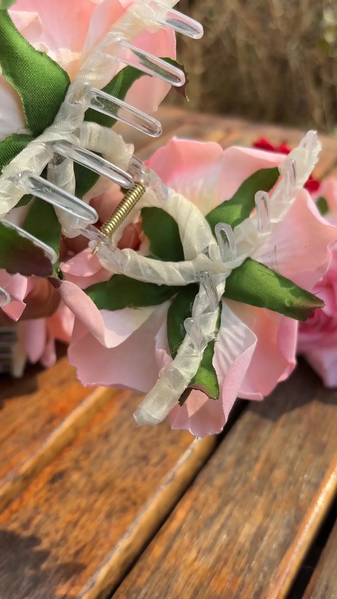 **Pink Rose Hair Clip**