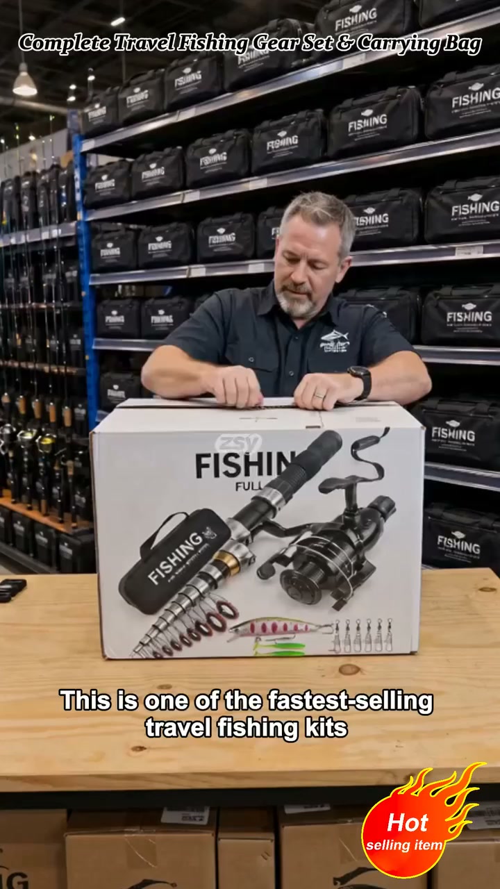 50% OFF Complete Travel Fishing Gear Set‑Telescopic Fiberglass Rod with Storage Bag