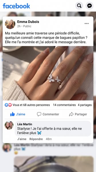 Bague Papillon — Elle ne reste jamais en cage