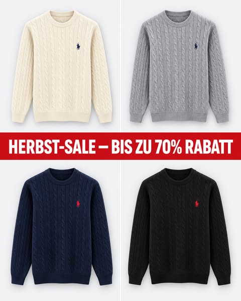 Herren Zopfmuster Pullover – Strickpullover mit Rundhals