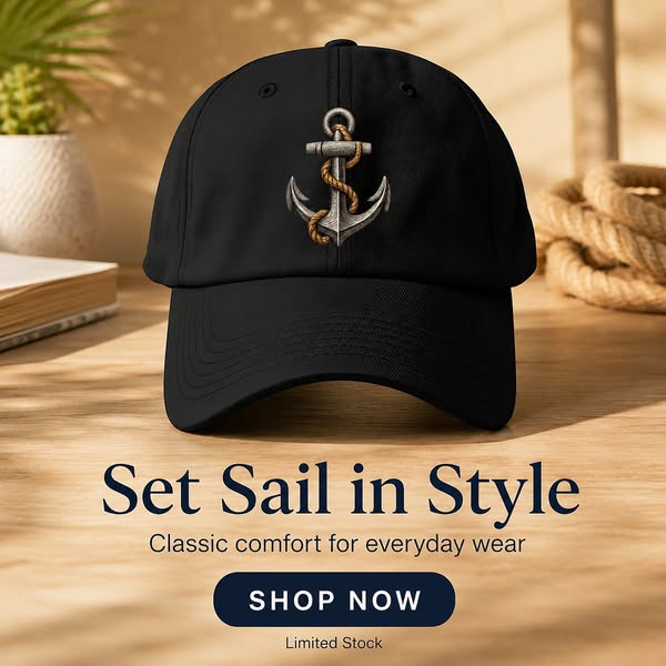 Anchor And Rope Nautical Illustration Baseball Cap